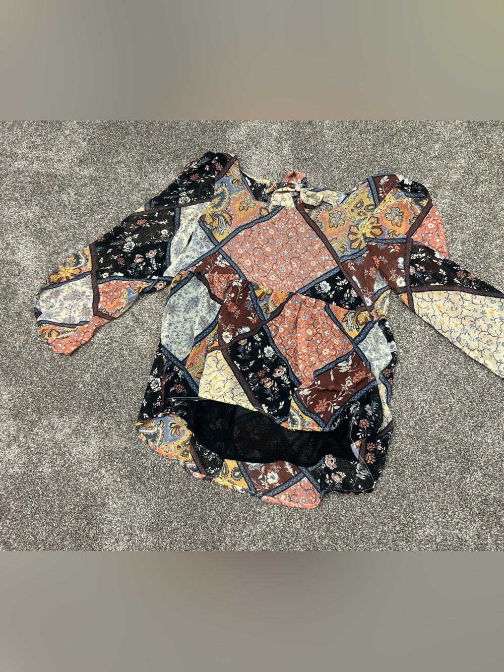 American Eagle Outfitters Multi/Black Patchwork Floral Blouse